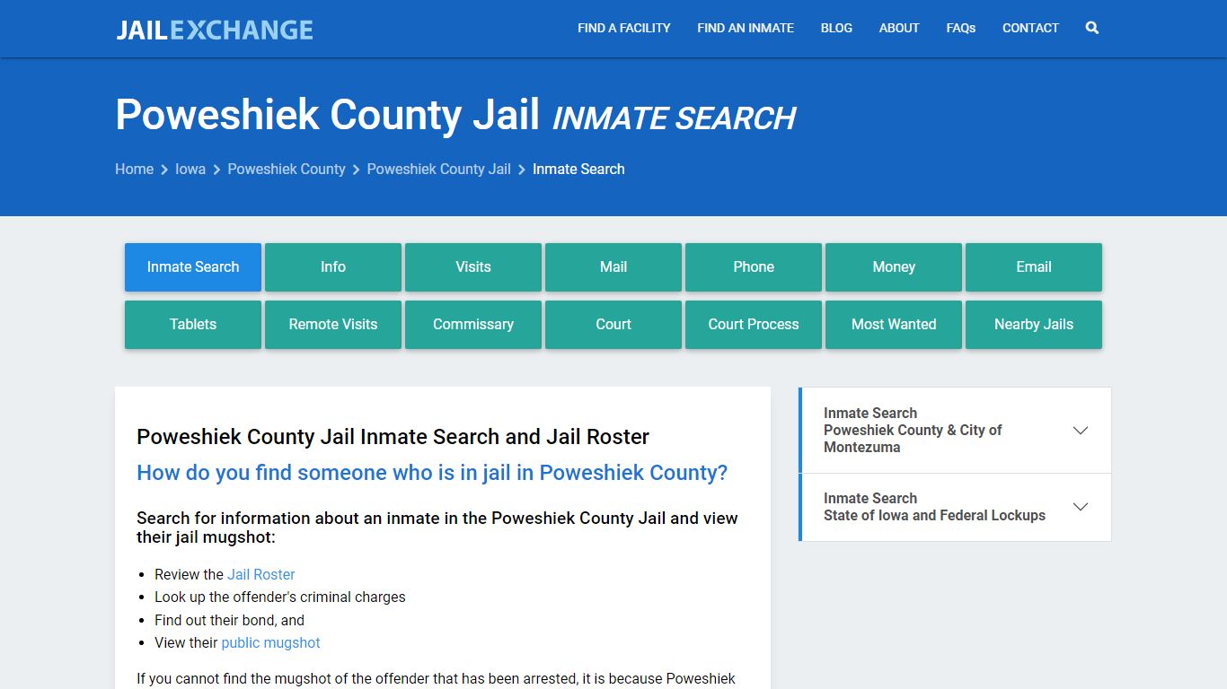 Inmate Search: Roster & Mugshots - Poweshiek County Jail, IA