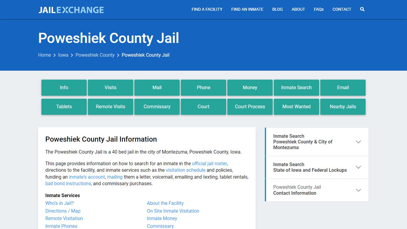 Poweshiek County Jail, IA Inmate Search, Information